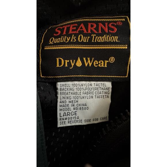 Stearns Dry Wear Rain Jacket L Men’s Zip Up Snap Canvas Nylon Fishing - Picture 2 of 6